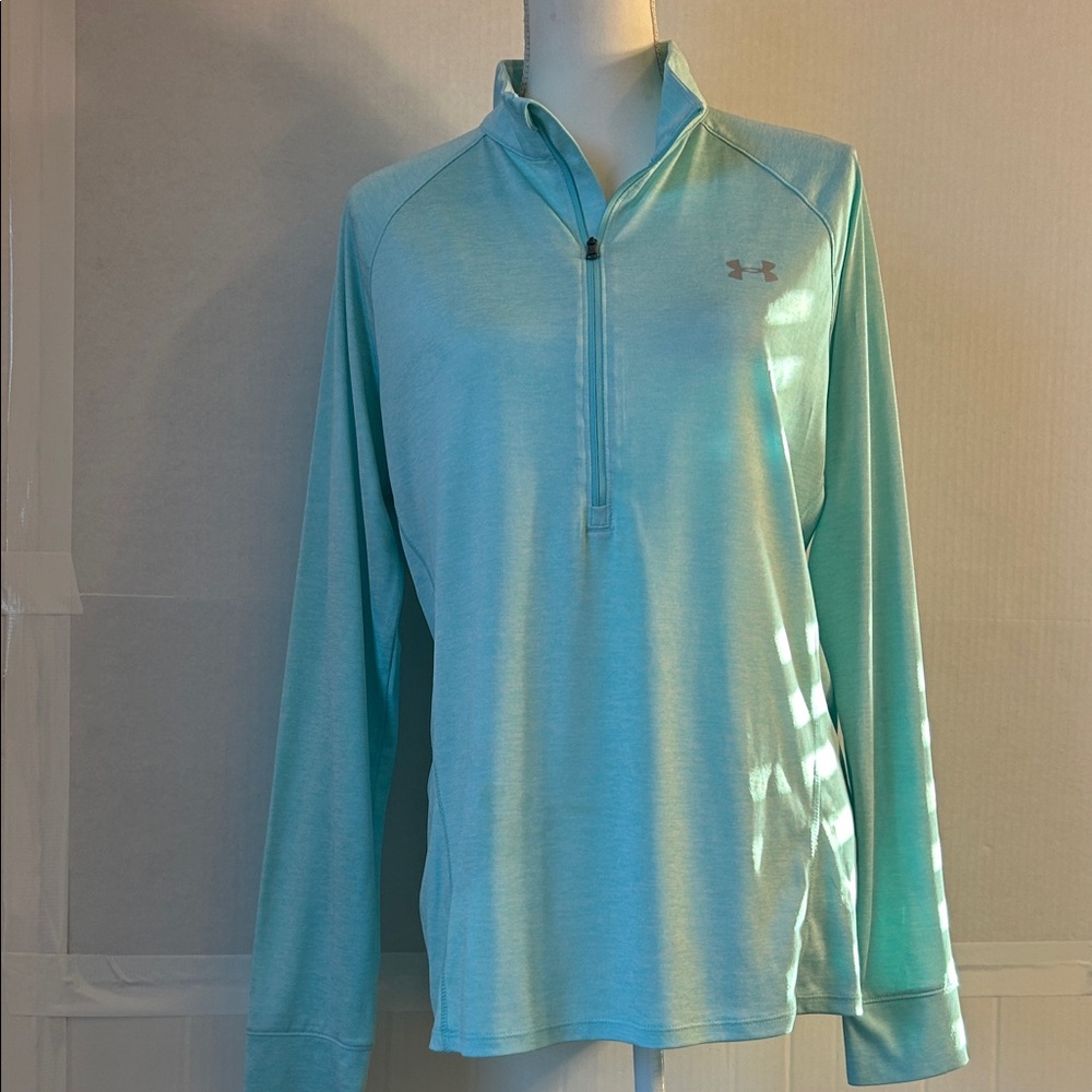 Under Armour Heat Gear Light Blue Quarter-Zip Loose Pullover Shirt. Sz XL - Picture 3 of 13